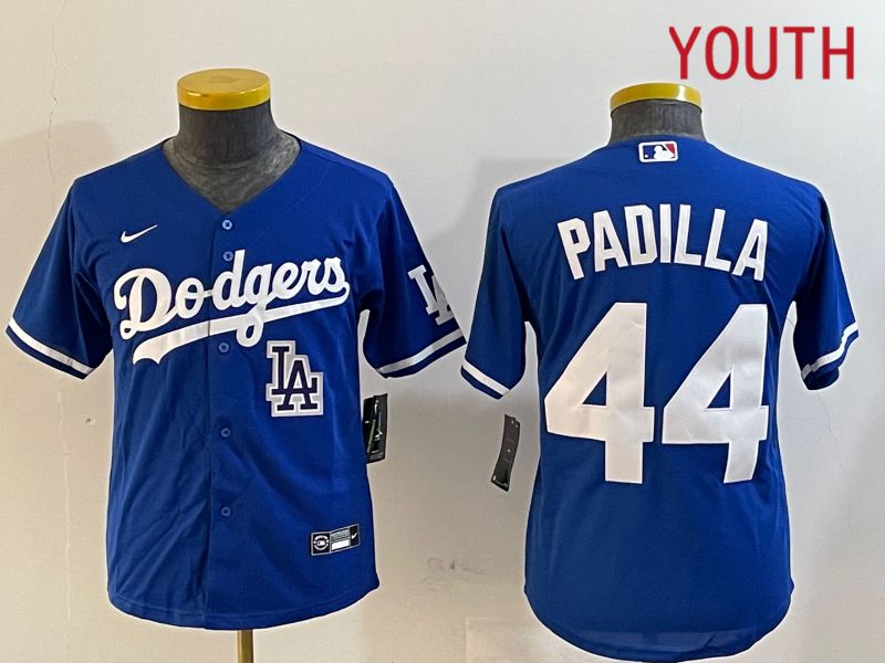 Youth Los Angeles Dodgers #44 Padilla Blue Game 2024 Nike MLB Jersey style 1216->youth mlb jersey->Youth Jersey